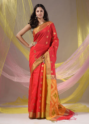 Red Pure Cotton Saree With Blouse Piece - Indian Silk House Agencies