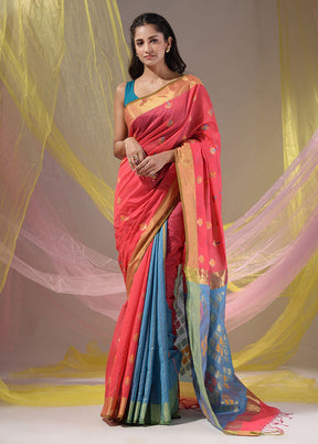 Pink Pure Cotton Saree With Blouse Piece - Indian Silk House Agencies