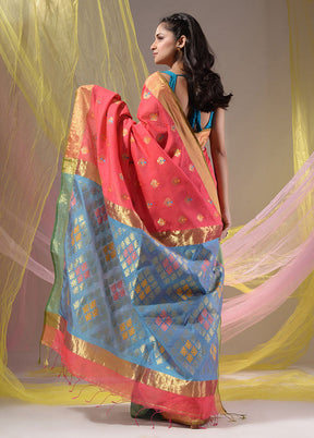 Pink Pure Cotton Saree With Blouse Piece - Indian Silk House Agencies