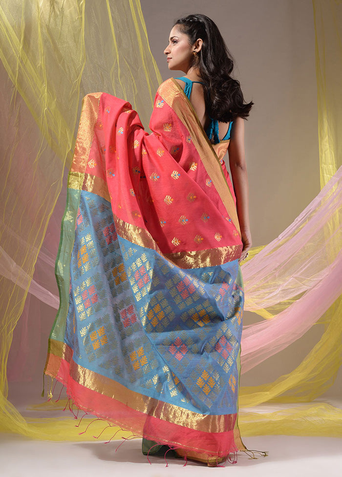 Pink Pure Cotton Saree With Blouse Piece - Indian Silk House Agencies