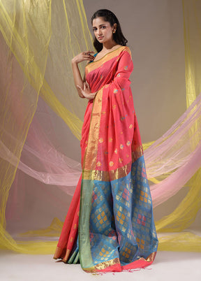 Pink Pure Cotton Saree With Blouse Piece - Indian Silk House Agencies