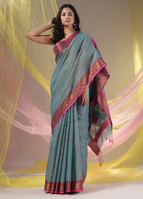 Grey Pure Cotton Saree With Blouse Piece - Indian Silk House Agencies