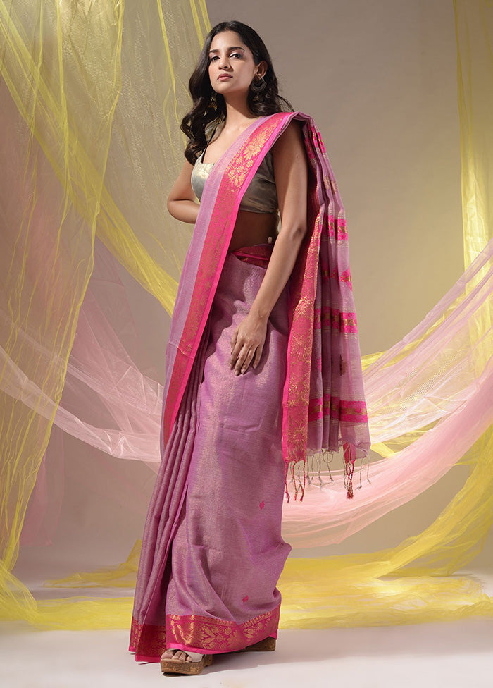 Violet Pure Cotton Saree With Blouse Piece - Indian Silk House Agencies