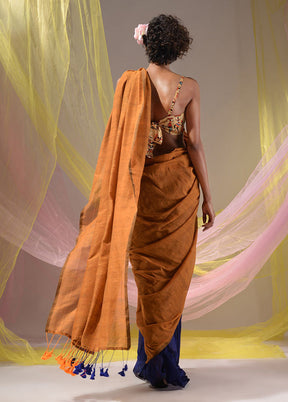 Orange Pure Cotton Saree With Blouse Piece - Indian Silk House Agencies