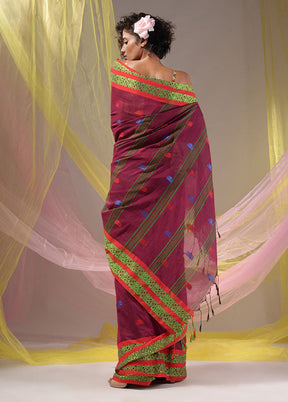 Magenta Pure Cotton Saree With Blouse Piece - Indian Silk House Agencies