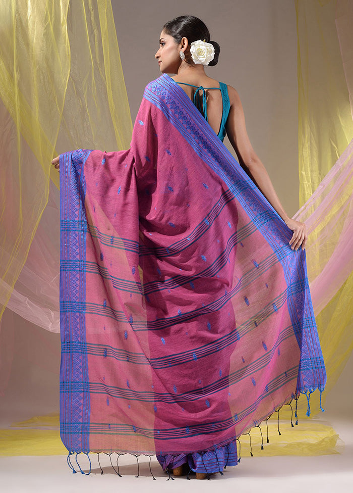 Magenta Pure Cotton Saree With Blouse Piece - Indian Silk House Agencies