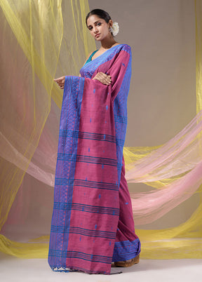 Magenta Pure Cotton Saree With Blouse Piece - Indian Silk House Agencies