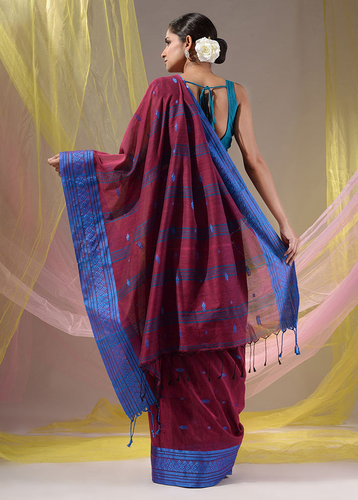 Magenta Pure Cotton Saree With Blouse Piece - Indian Silk House Agencies