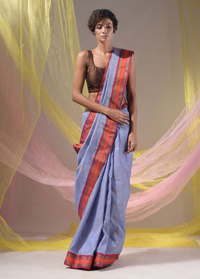 Blue Spun Silk Saree With Blouse Piece - Indian Silk House Agencies