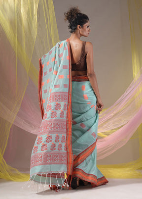 Sea Green Spun Silk Saree With Blouse Piece - Indian Silk House Agencies