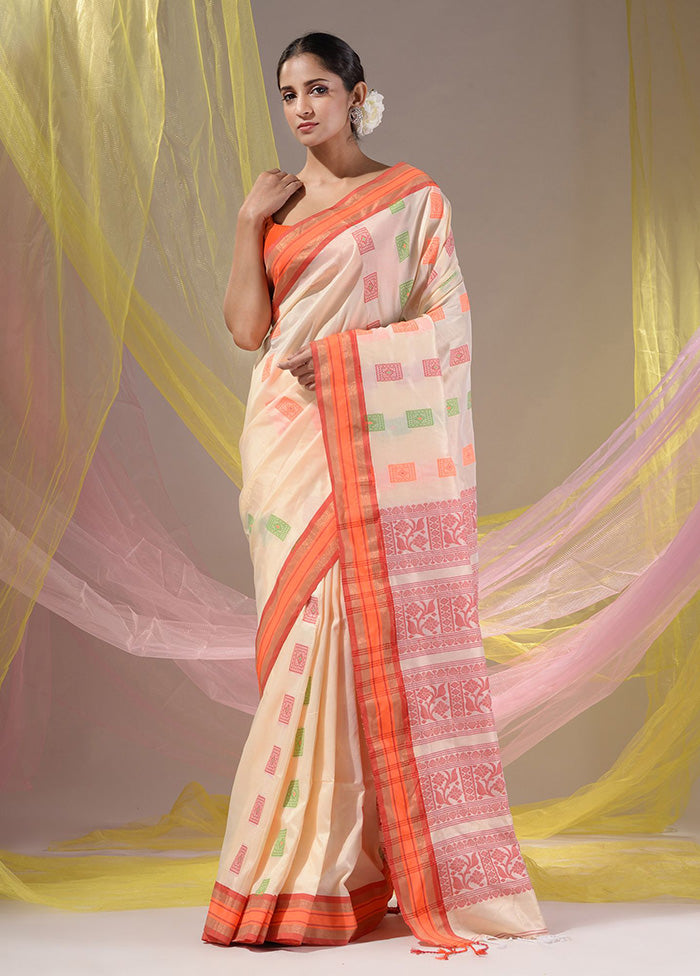 Cream Spun Silk Saree With Blouse Piece - Indian Silk House Agencies