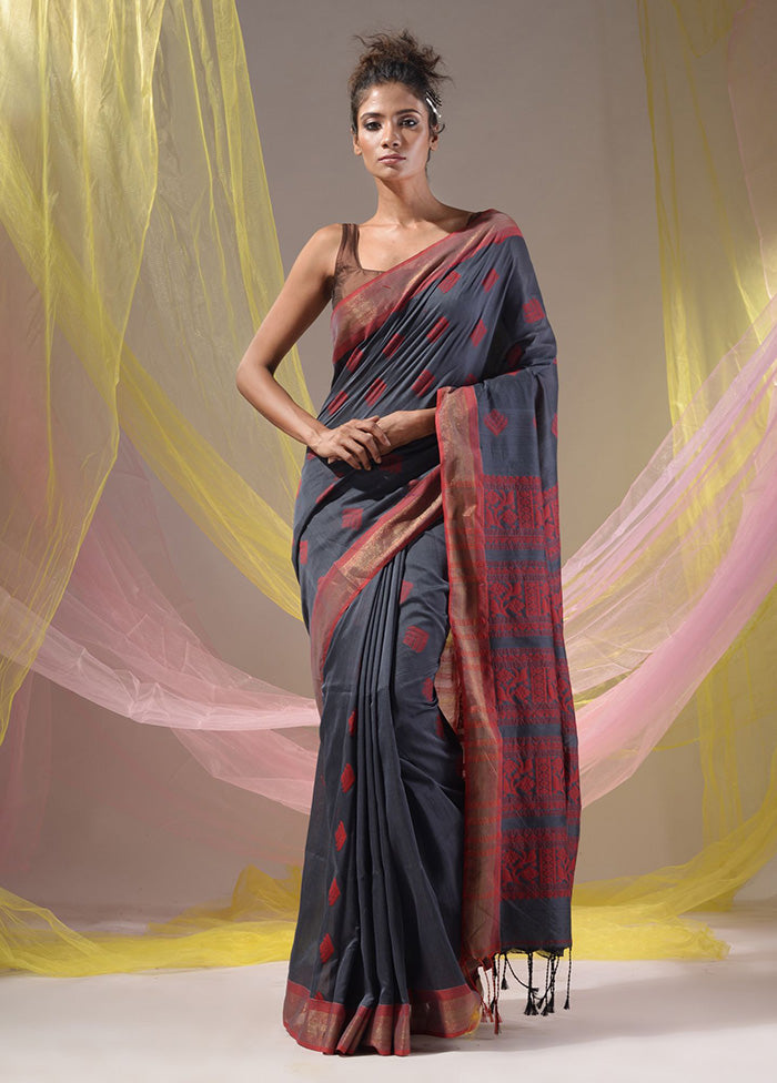 Grey Spun Silk Saree With Blouse Piece - Indian Silk House Agencies