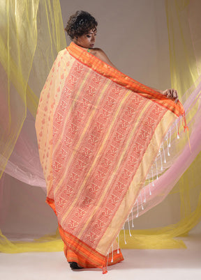 Cream Spun Silk Saree With Blouse Piece - Indian Silk House Agencies