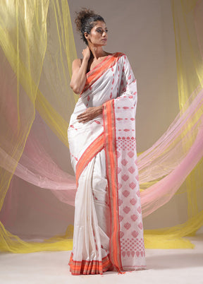 White Spun Silk Saree With Blouse Piece - Indian Silk House Agencies