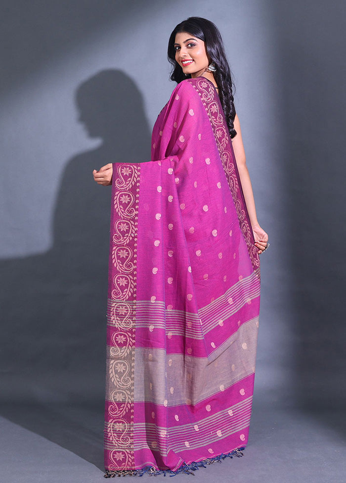 Magenta Pure Cotton Saree With Blouse Piece - Indian Silk House Agencies