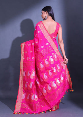 Pink Pure Cotton Saree With Blouse Piece - Indian Silk House Agencies