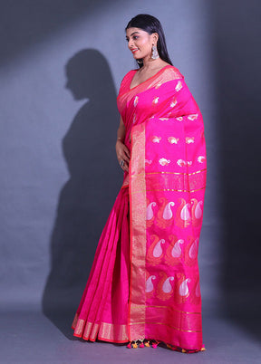 Pink Pure Cotton Saree With Blouse Piece - Indian Silk House Agencies