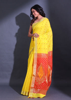 Yellow Pure Cotton Saree With Blouse Piece - Indian Silk House Agencies