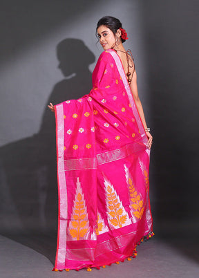 Pink Pure Cotton Saree With Blouse Piece - Indian Silk House Agencies