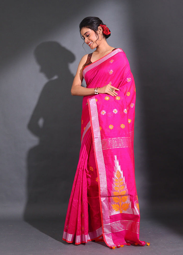 Pink Pure Cotton Saree With Blouse Piece - Indian Silk House Agencies