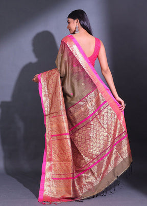 Brown Pure Cotton Saree With Blouse Piece - Indian Silk House Agencies