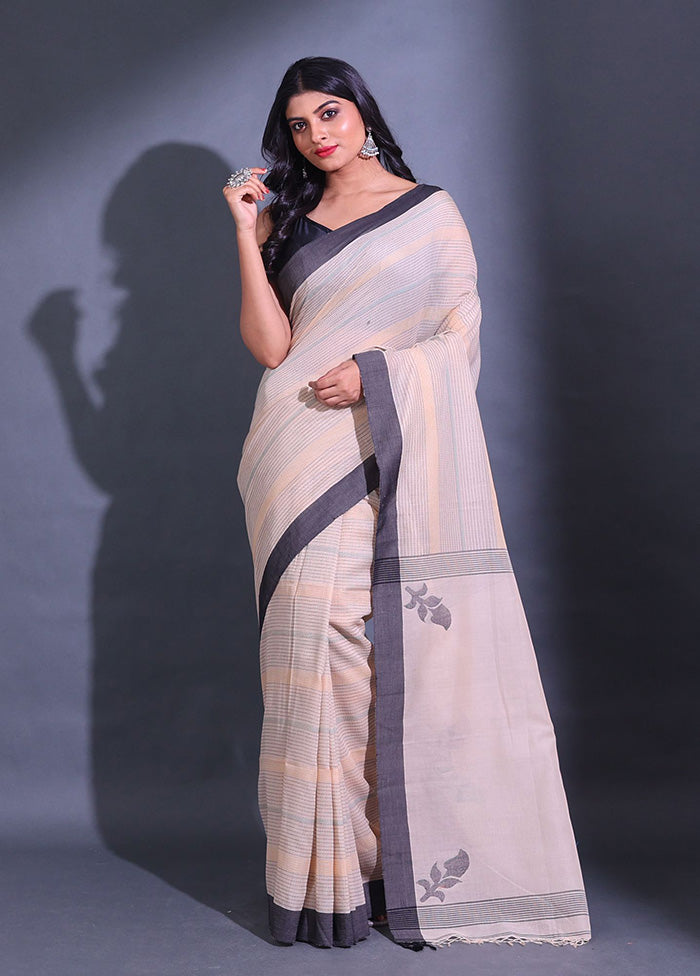 Off White Pure Cotton Saree With Blouse Piece - Indian Silk House Agencies