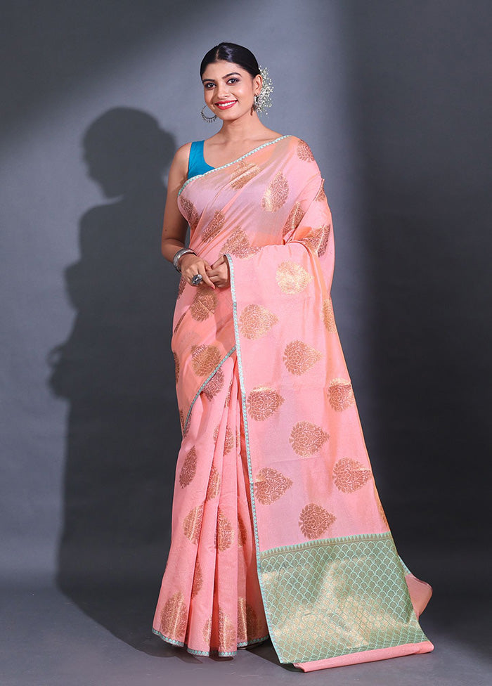 Pink Pure Cotton Saree With Blouse Piece - Indian Silk House Agencies