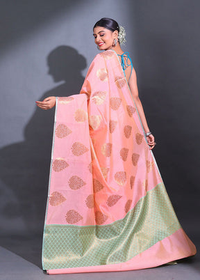 Pink Pure Cotton Saree With Blouse Piece - Indian Silk House Agencies