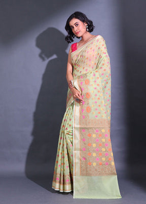 Green Pure Cotton Saree With Blouse Piece - Indian Silk House Agencies