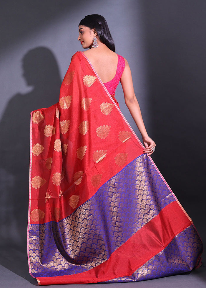 Dark Red Pure Cotton Saree With Blouse Piece - Indian Silk House Agencies