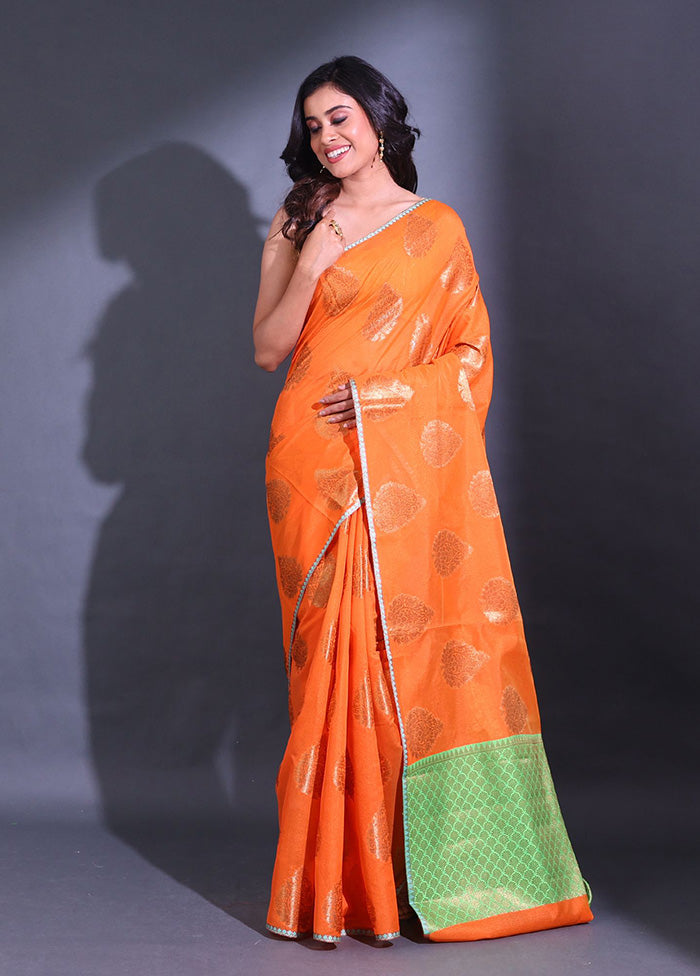 Orange Pure Cotton Saree With Blouse Piece - Indian Silk House Agencies