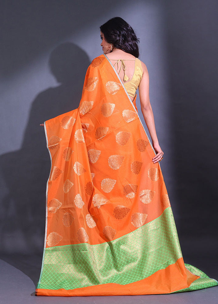 Orange Pure Cotton Saree With Blouse Piece - Indian Silk House Agencies