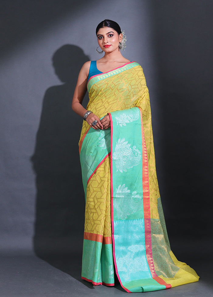 Yellow Pure Cotton Saree With Blouse Piece - Indian Silk House Agencies