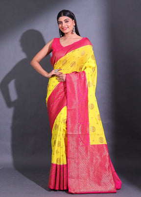 Yellow Spun Silk Saree With Blouse Piece - Indian Silk House Agencies