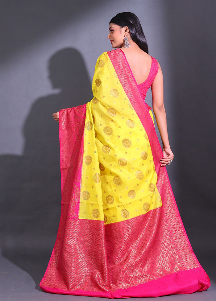 Yellow Spun Silk Saree With Blouse Piece - Indian Silk House Agencies