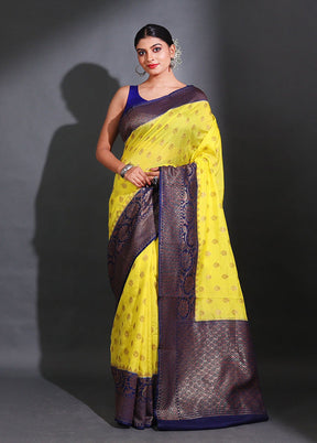 Yellow Spun Silk Saree With Blouse Piece - Indian Silk House Agencies