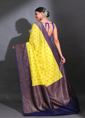 Yellow Spun Silk Saree With Blouse Piece - Indian Silk House Agencies