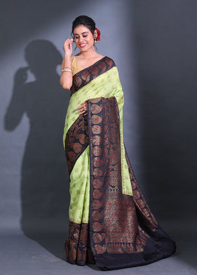 Mint Green Spun Silk Saree With Blouse Piece - Indian Silk House Agencies