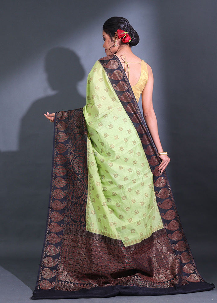 Mint Green Spun Silk Saree With Blouse Piece - Indian Silk House Agencies