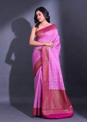 Violet Spun Silk Saree With Blouse Piece - Indian Silk House Agencies