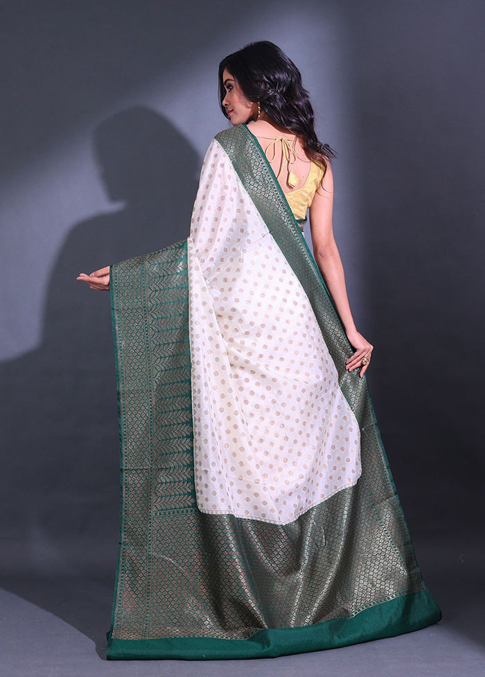 White Spun Silk Saree With Blouse Piece - Indian Silk House Agencies