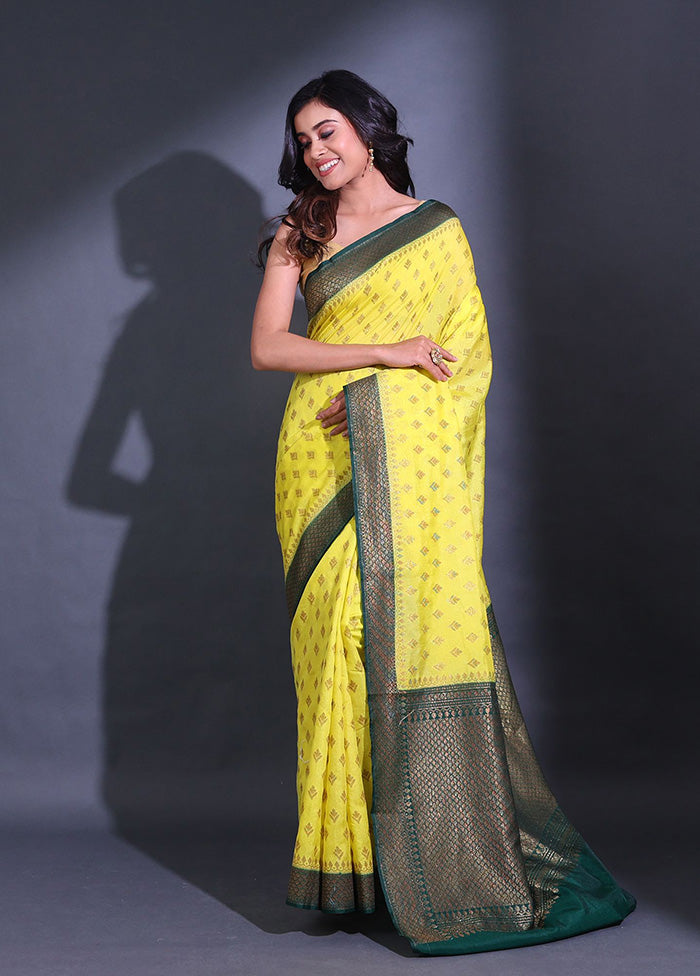 Yellow Spun Silk Saree With Blouse Piece - Indian Silk House Agencies