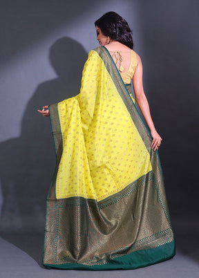 Yellow Spun Silk Saree With Blouse Piece - Indian Silk House Agencies