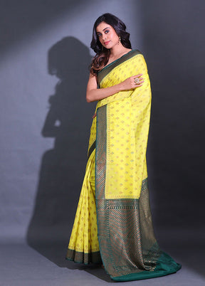 Yellow Spun Silk Saree With Blouse Piece - Indian Silk House Agencies