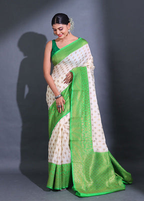 Cream Spun Silk Saree With Blouse Piece - Indian Silk House Agencies