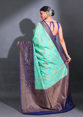 Sea Green Spun Silk Saree With Blouse Piece - Indian Silk House Agencies