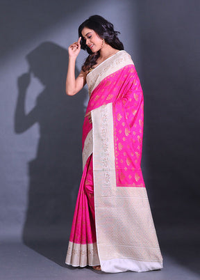 Fuchsia Spun Silk Saree With Blouse Piece - Indian Silk House Agencies