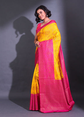 Yellow Spun Silk Saree With Blouse Piece - Indian Silk House Agencies