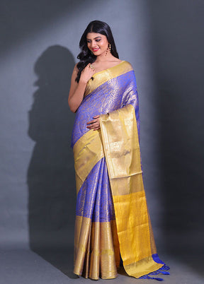 Blue Spun Silk Saree With Blouse Piece - Indian Silk House Agencies