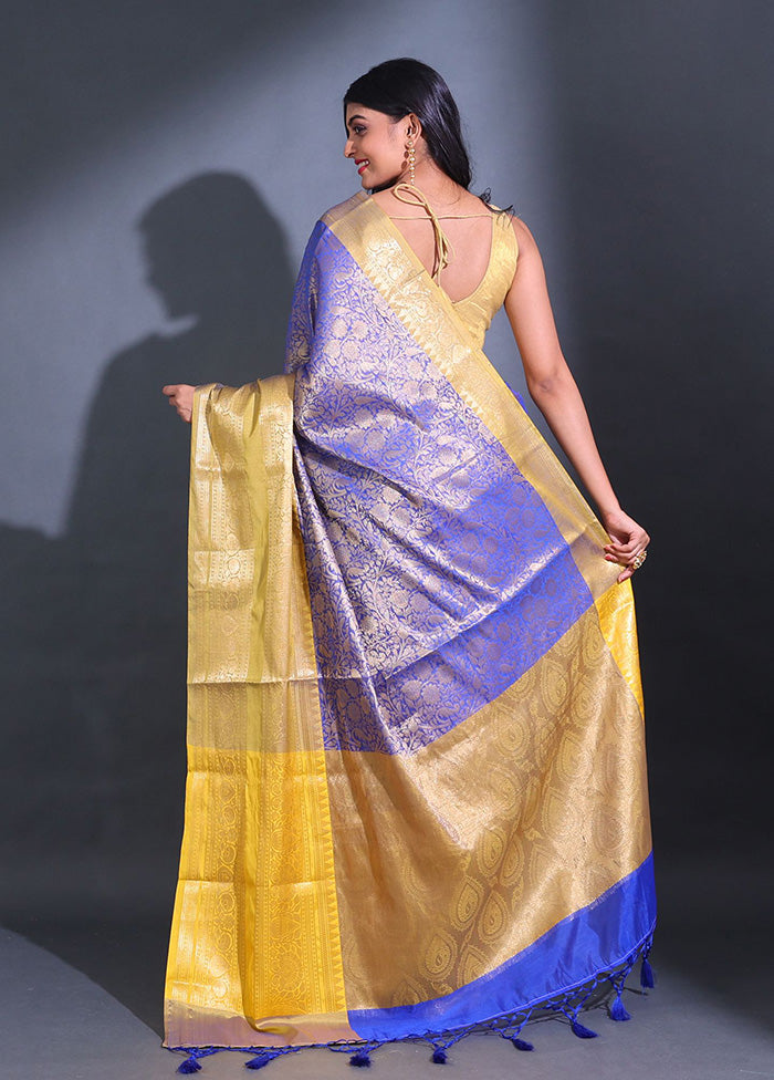 Blue Spun Silk Saree With Blouse Piece - Indian Silk House Agencies